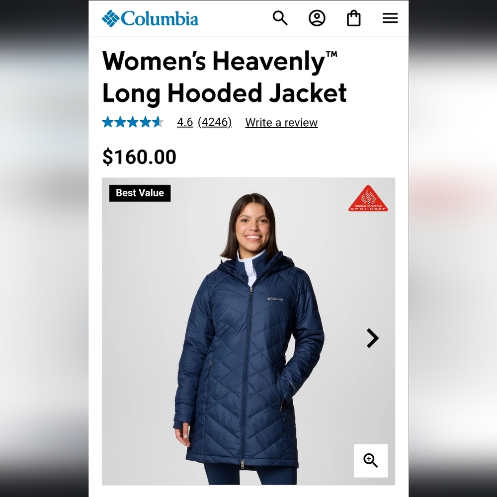 Columbia Womens Heavenly Long Hooded Jacket BRAND NEW WITH TAGS